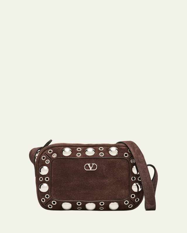Nellcote Studded Suede Camera Crossbody Bag